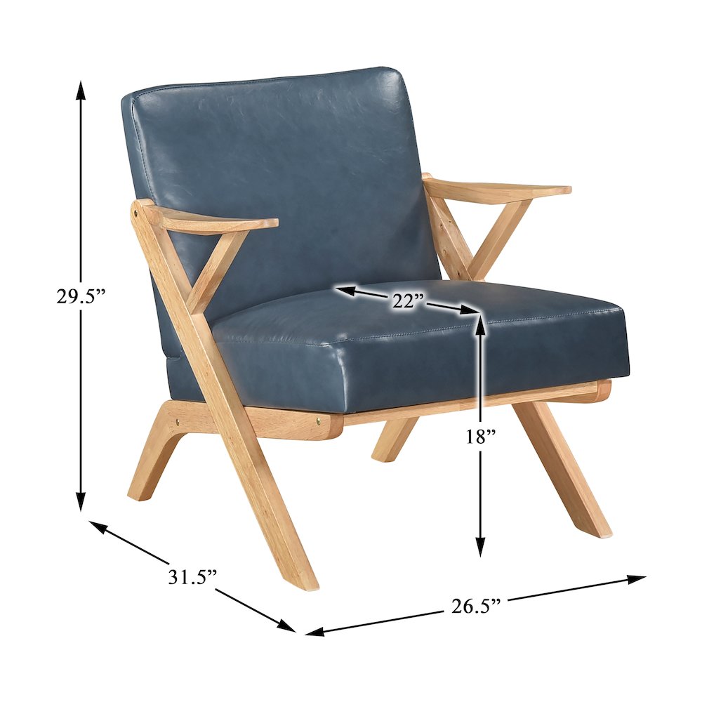 Gideon Faux Leather Accent Chair in Blue