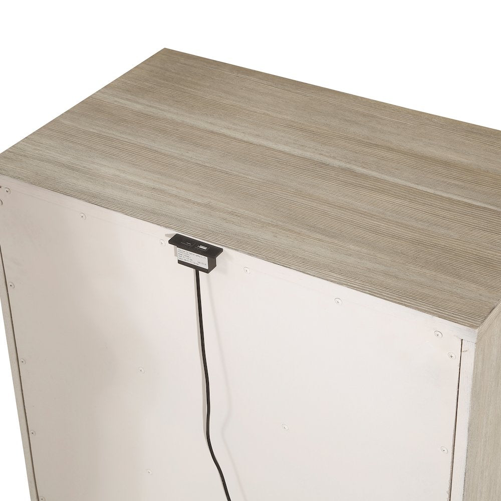 Mckewen Asian Hardwood Nightstand in Light Gray