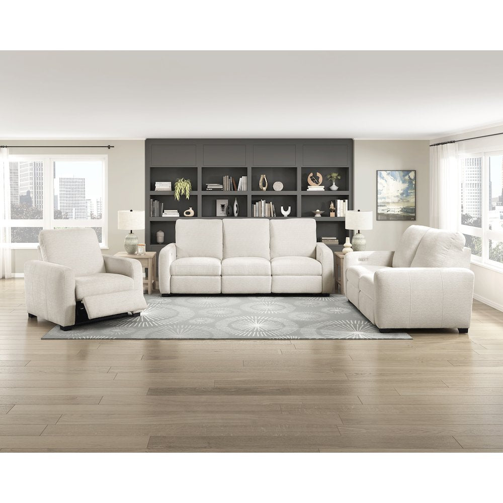 Vera Chenille Power Reclining Chair with USB Charging Ports in Beige