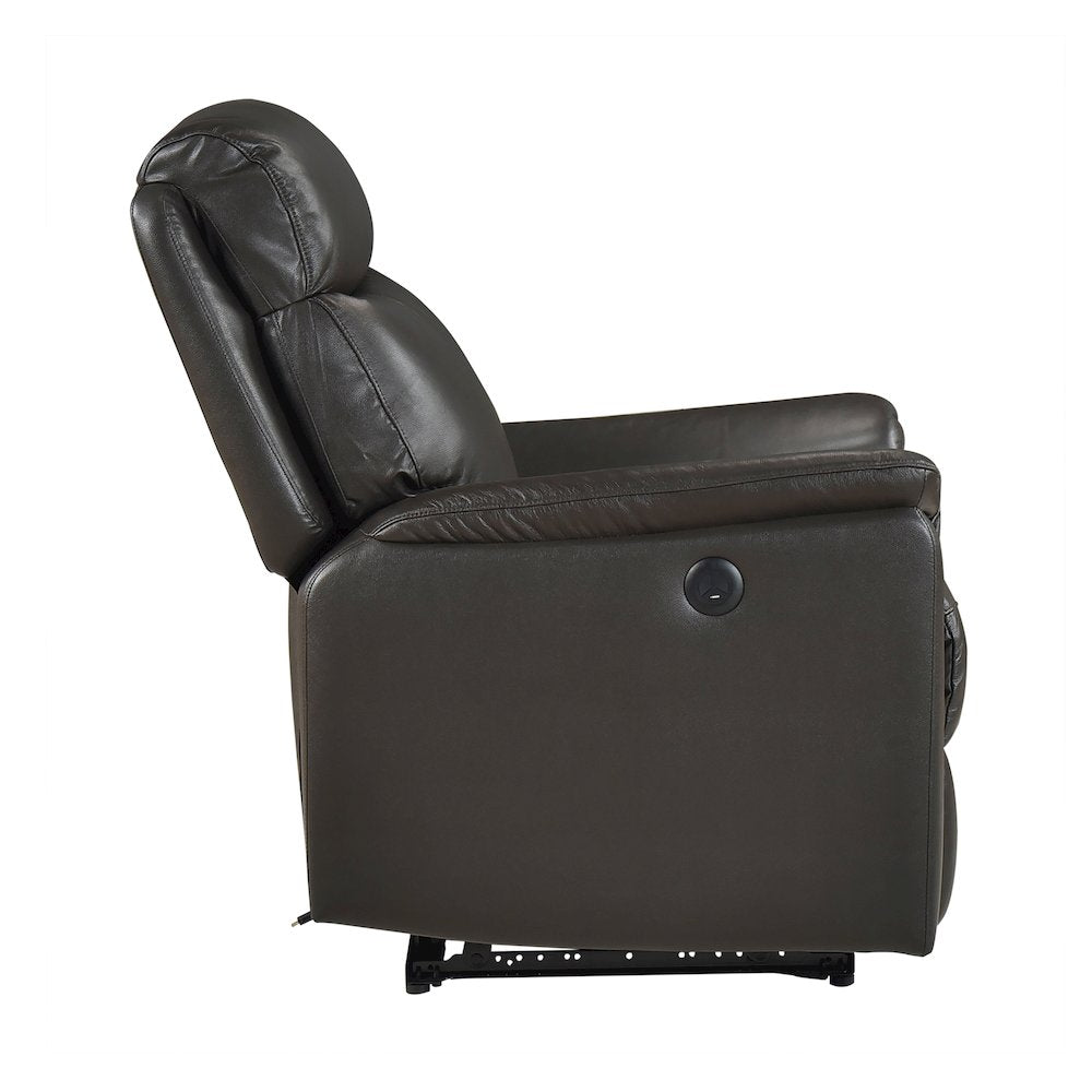 Leif Leather Power Reclining Chair in Dark Brown