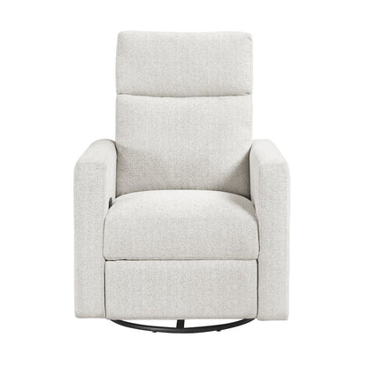 Olathe Chenille Swivel Glider Reclining Chair in Newsprint