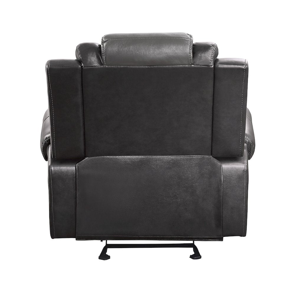 Briscoe F. Leather Gldr Rclng Chair in 2-Tone (Light Gray and Dark Gray)