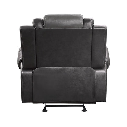 Briscoe F. Leather Gldr Rclng Chair in 2-Tone (Light Gray and Dark Gray)