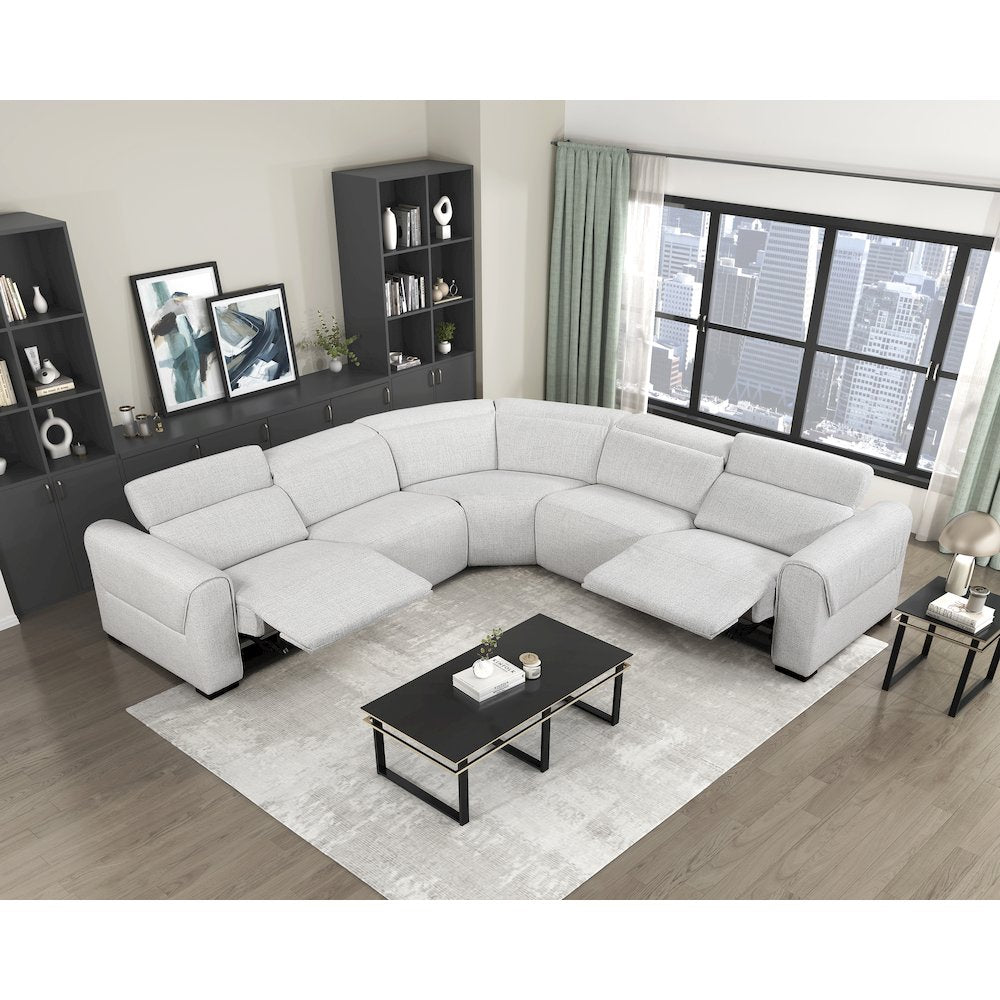 McPherson Chenille 5-Piece Modular Power Reclining Sectional in Cloud