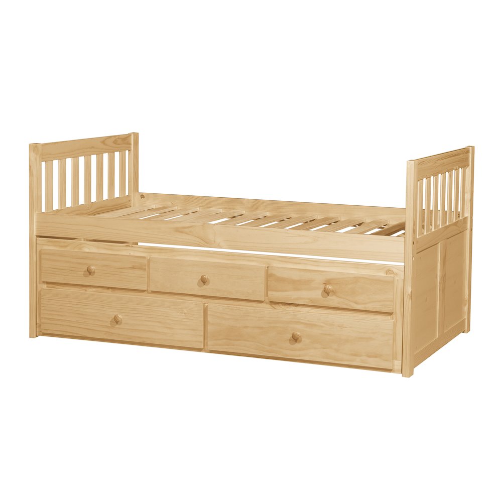Bartly Pine Twin Over Twin Trundle Bed in Natural Pine