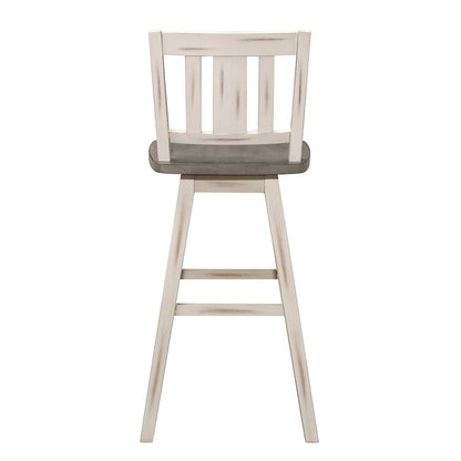 Amsonia Solid Wood Swivel Pub Height Chair, set of 2 in Gray and White