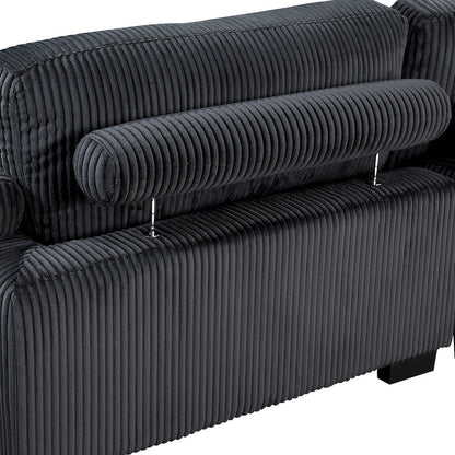 Traverse Corduroy 6-Piece Modular Sectional with Ottomans in Black