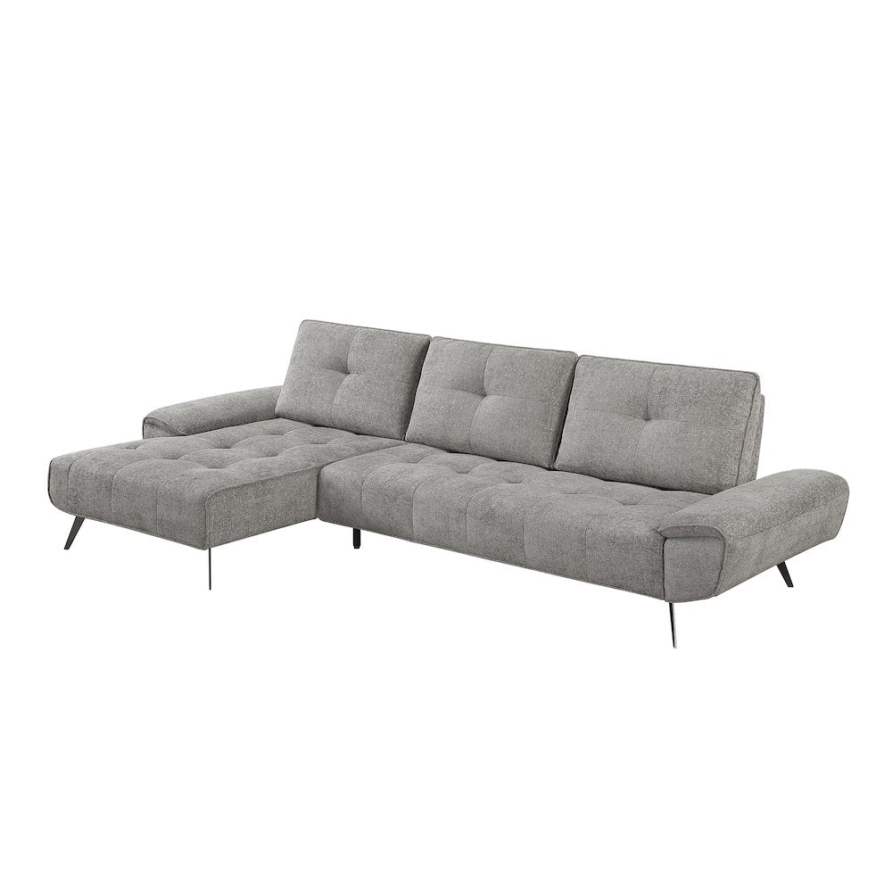 Dominic Chenille 2-Piece Sectional with Left Chaise in Dove Gray
