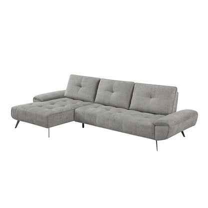 Dominic Chenille 2-Piece Sectional with Left Chaise in Dove Gray
