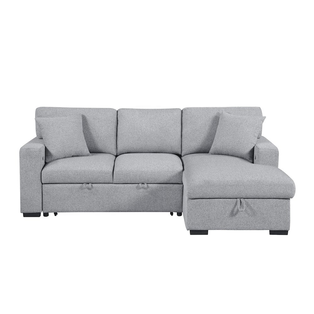 Pompano Boucle Sectional with Right Chaise, Pull-out Bed in Gray