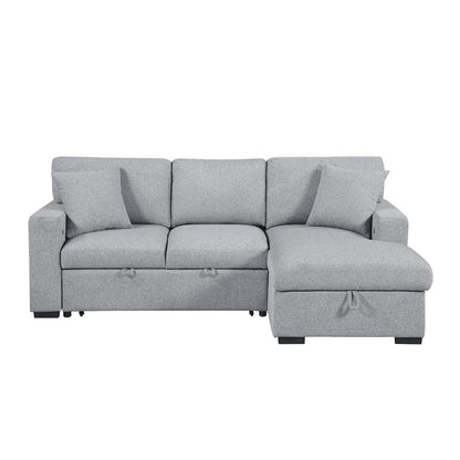 Pompano Boucle Sectional with Right Chaise, Pull-out Bed in Gray