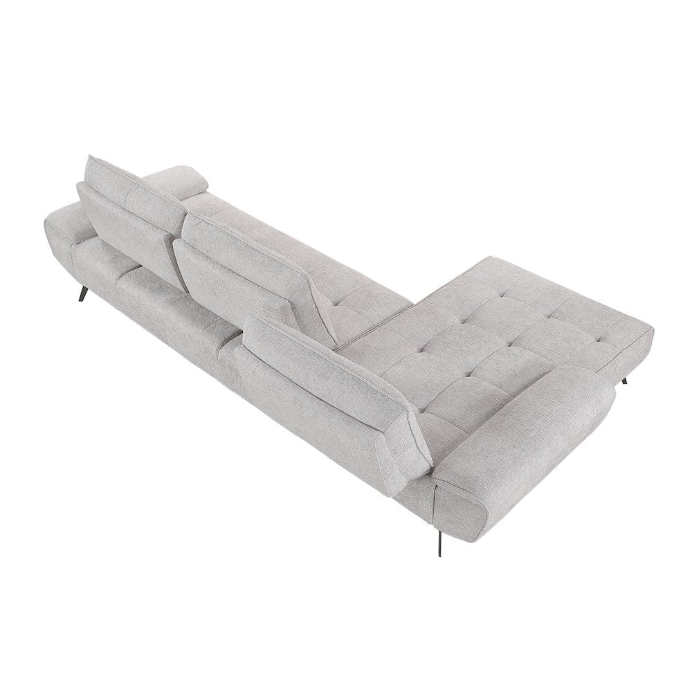 Dominic Chenille 2-Piece Sectional with Left Chaise in Light Gray