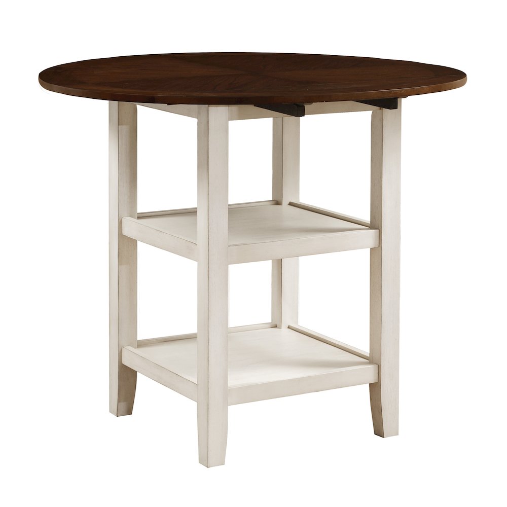 Kiwi Wood Counter Height Table in White Wash and Dark Cherry Finish