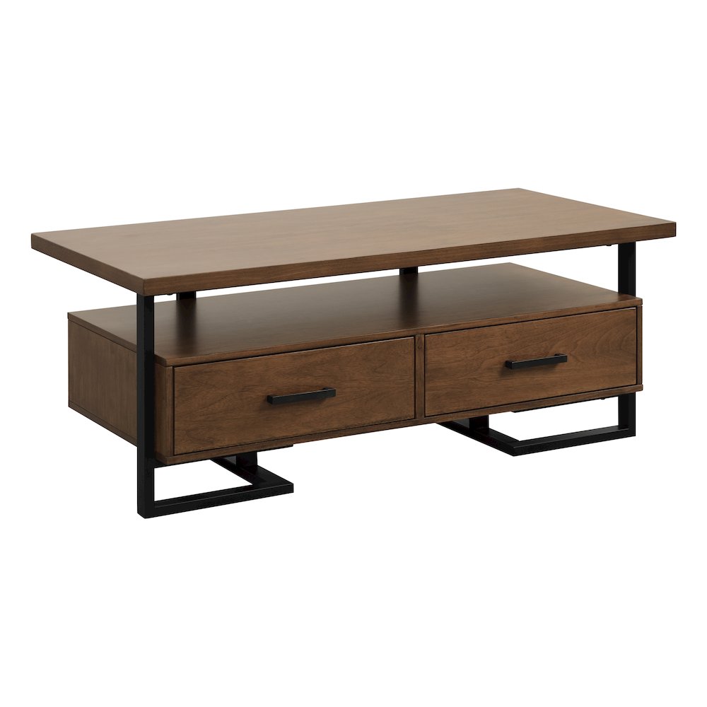 Sedley Asian Hardwood Cocktail Table w/ Two Functional Drawers in Walnut
