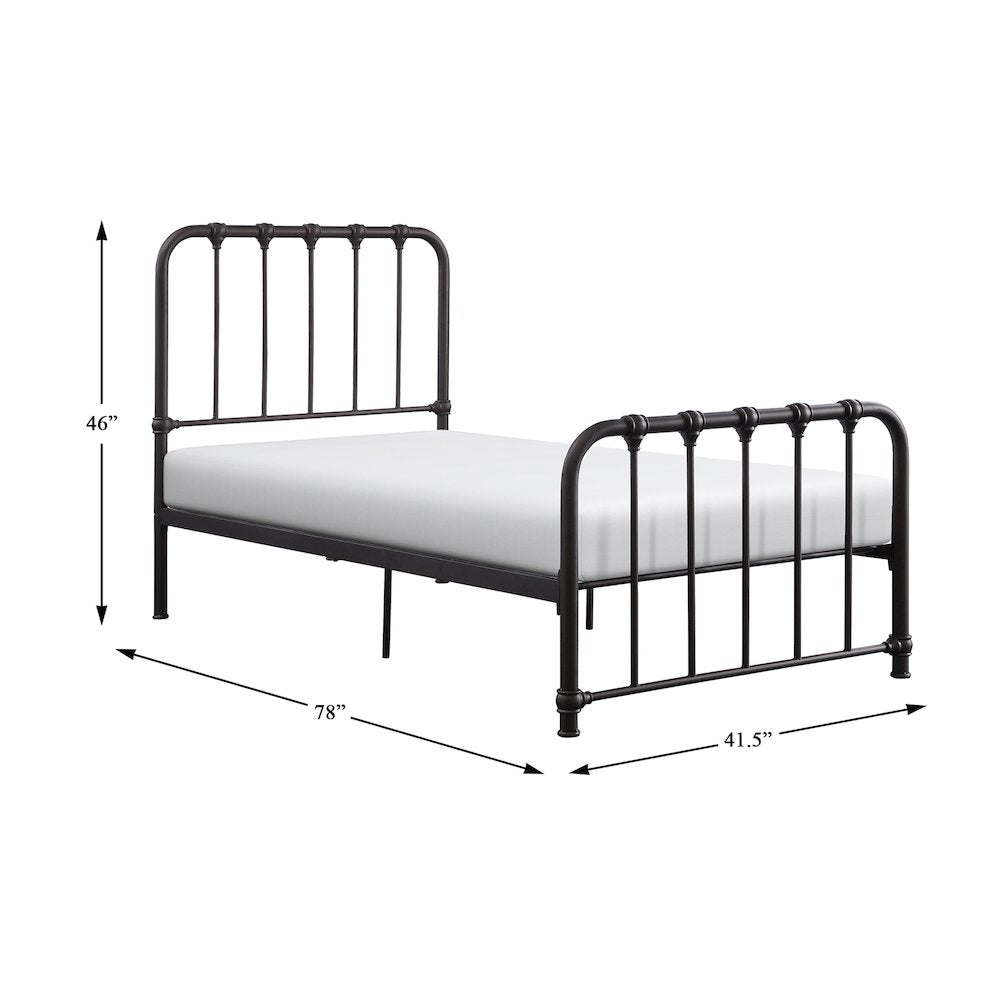 Bethany Metal Twin Metal Platform Bed in Dark Bronze