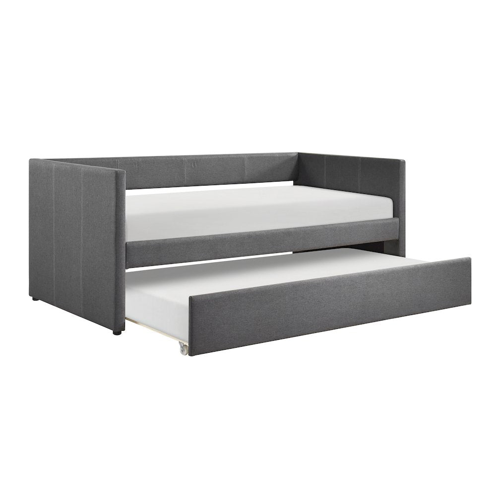Trudy Textured Daybed with Trundle in Dark Gray