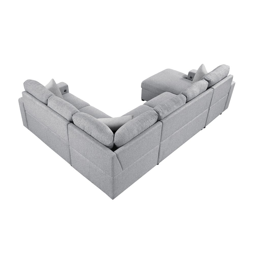 Pompano Boucle Sectional with Left Chaise, Pull-out Bed in Gray