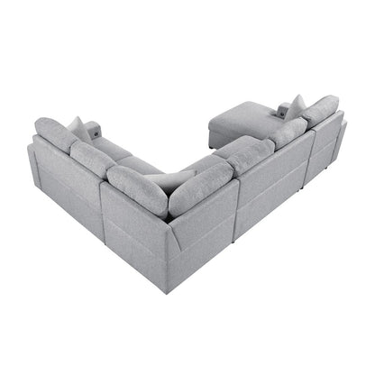 Pompano Boucle Sectional with Left Chaise, Pull-out Bed in Gray