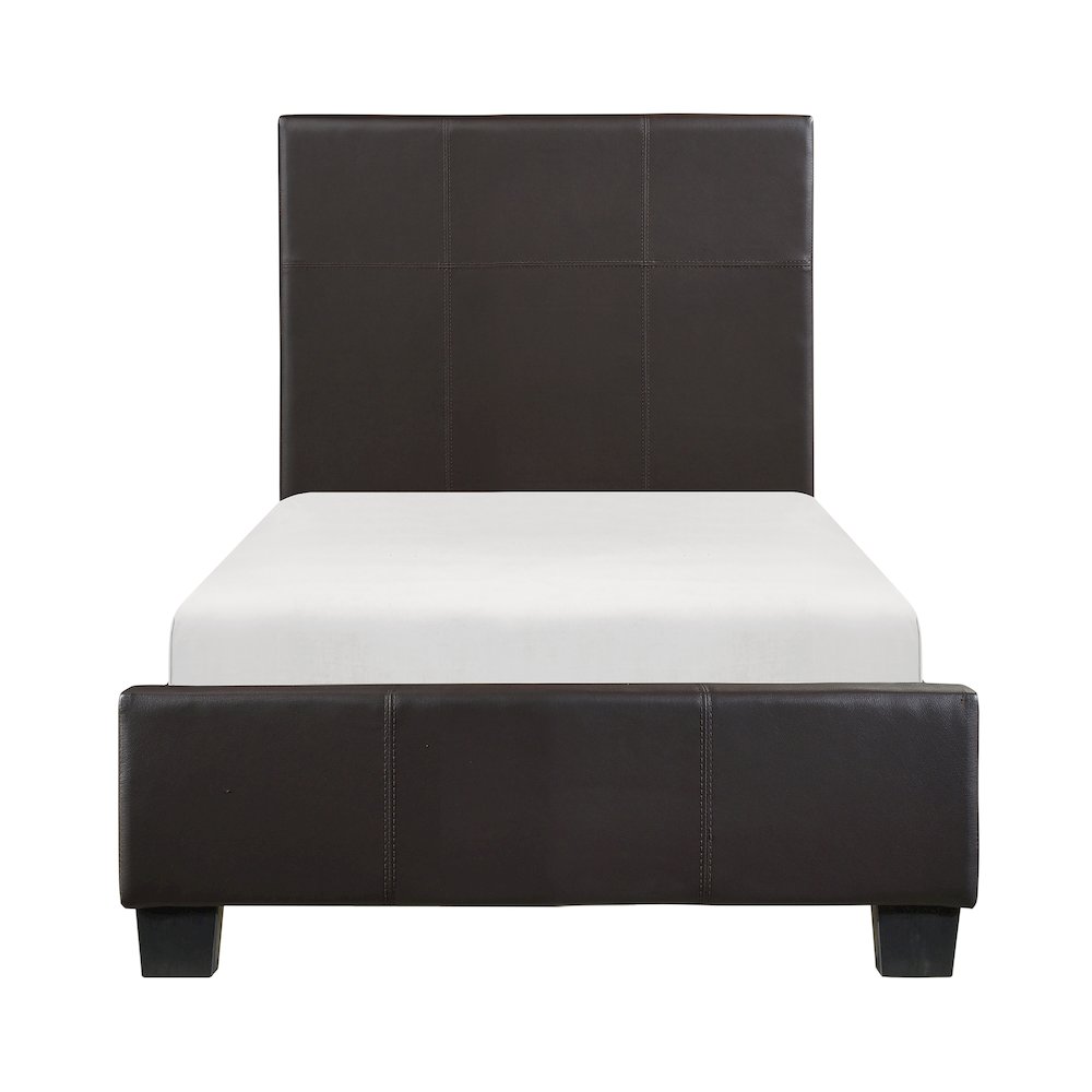 Lorenzi Faux Leather Twin Bed in Dark Brown