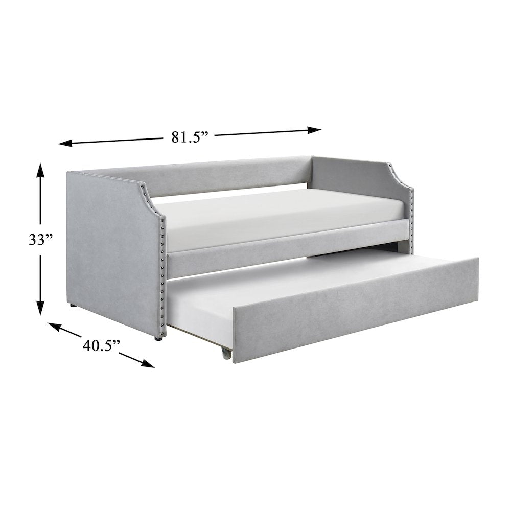 Shiloh Textured Daybed with Trundle in Light Gray