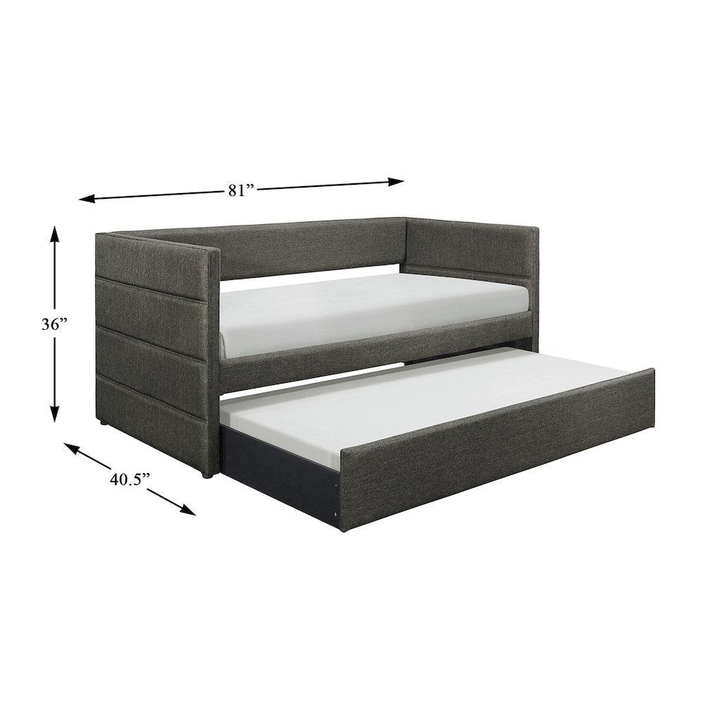 Vining Fabric Daybed with Trundle in Gray