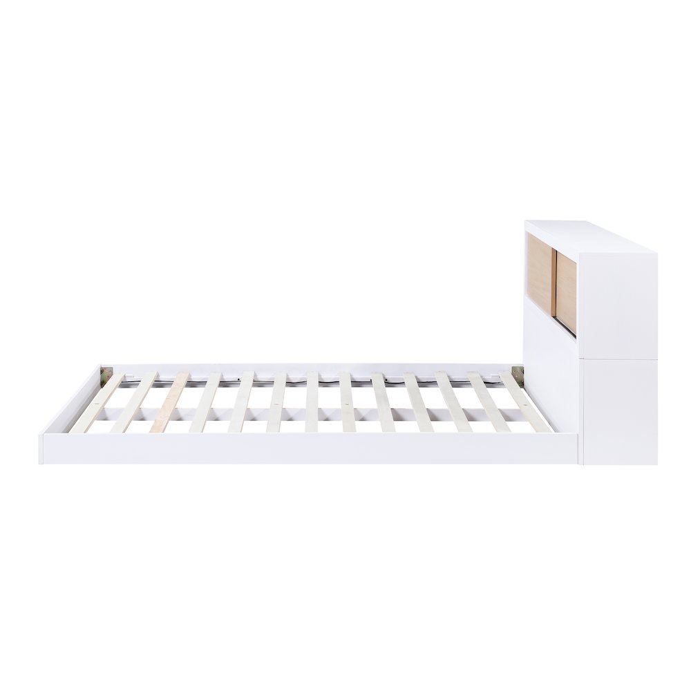Asker Asian Hardwood Full Bookcase Bed in 2-Tone (White and Natural)