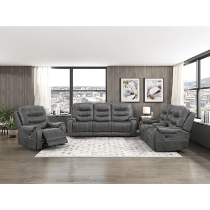 Oberon Microfiber Double Reclining Love Seat in Dark Gray