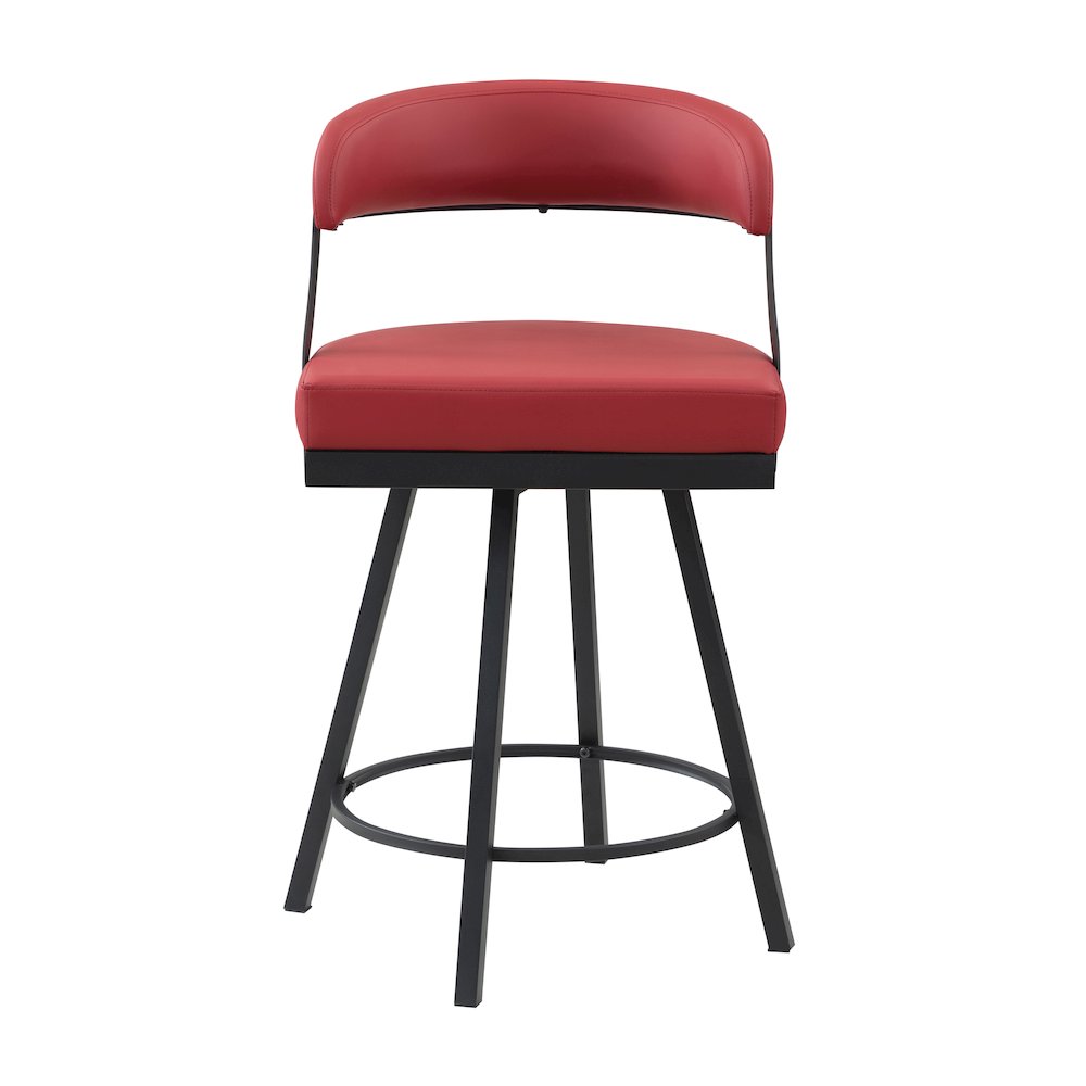 Crowley Faux leather Swivel Counter Height Chair in Red