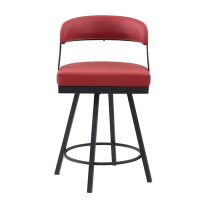 Crowley Faux leather Swivel Counter Height Chair in Red