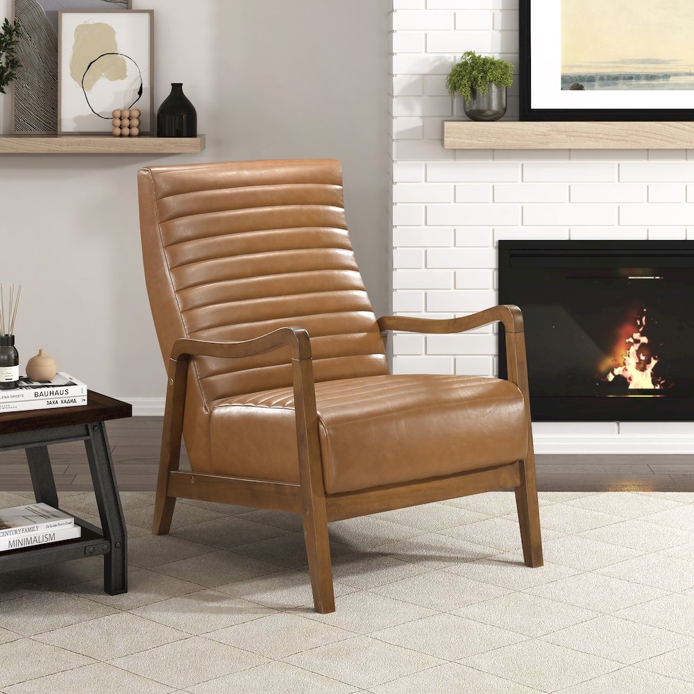 Rupert Faux leather Accent Chair in Matt Brown
