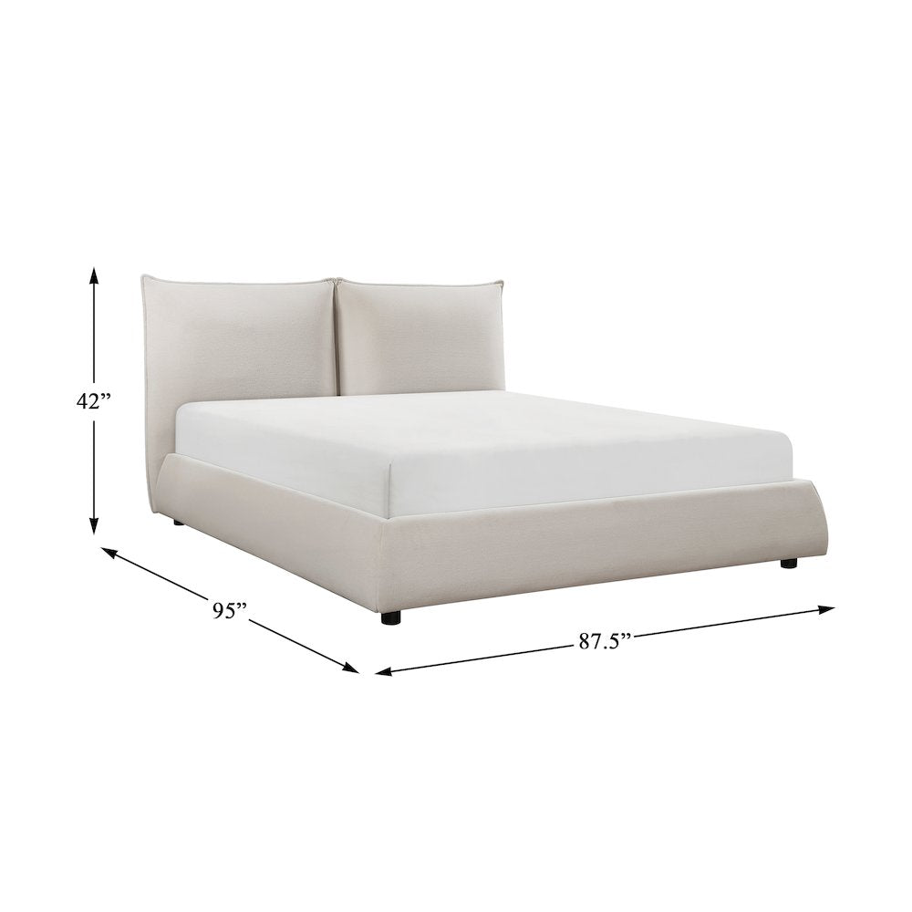 Linna Chenille Eastern King Platform Bed in Beige