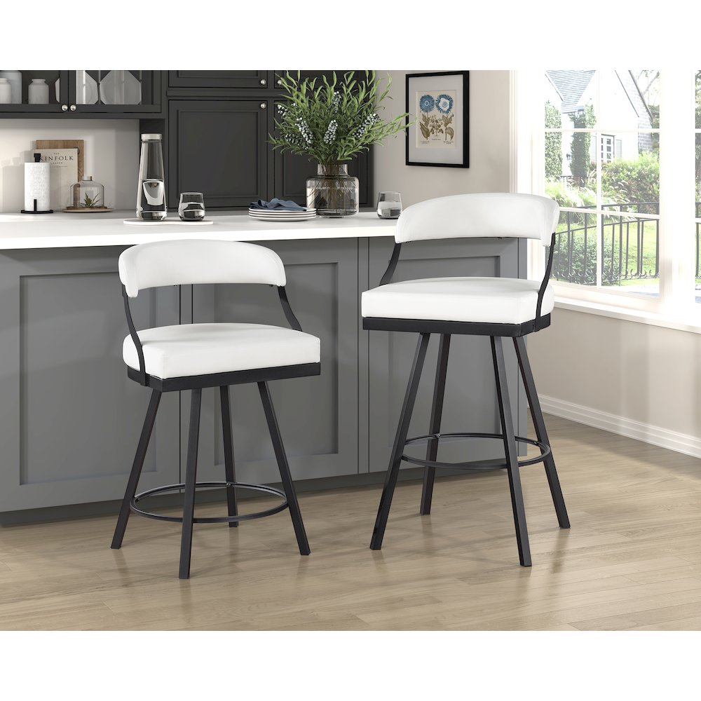 Crowley Faux leather Swivel Counter Height Chair in White
