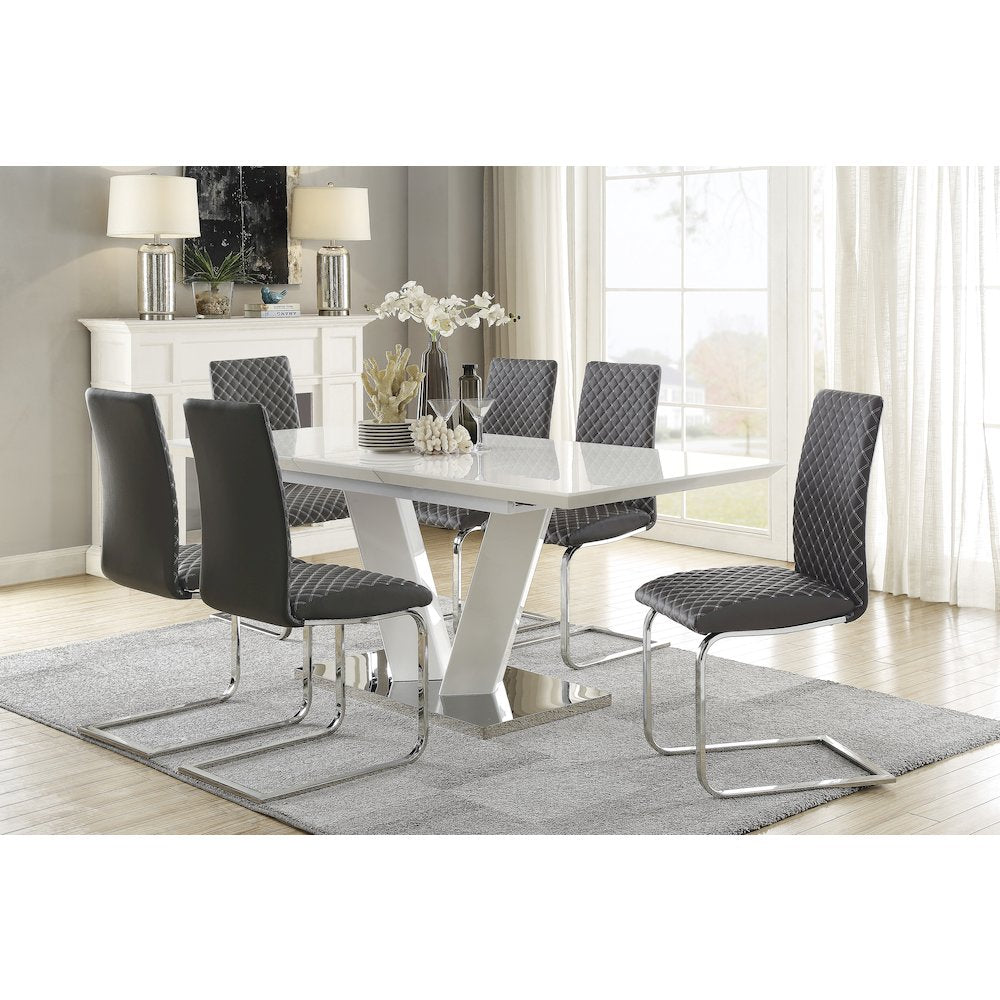 Yannis Faux leather Dining Room Side Chair, set of 2 in Gray
