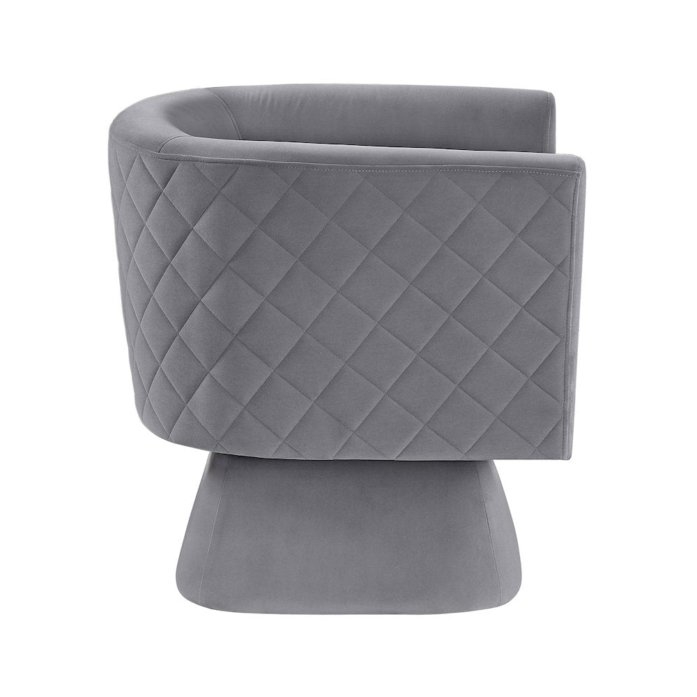 Candace Velvet Swivel Chair in Gray