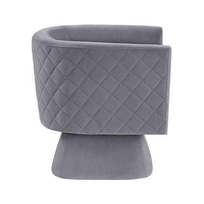 Candace Velvet Swivel Chair in Gray