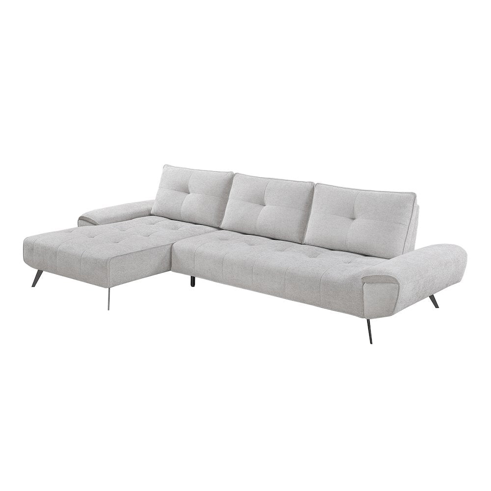 Dominic Chenille 2-Piece Sectional with Left Chaise in Light Gray