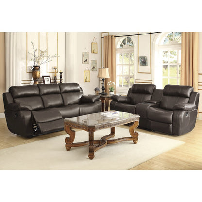 Marille Faux Leather Double Glider Reclining Love Seat in Brown
