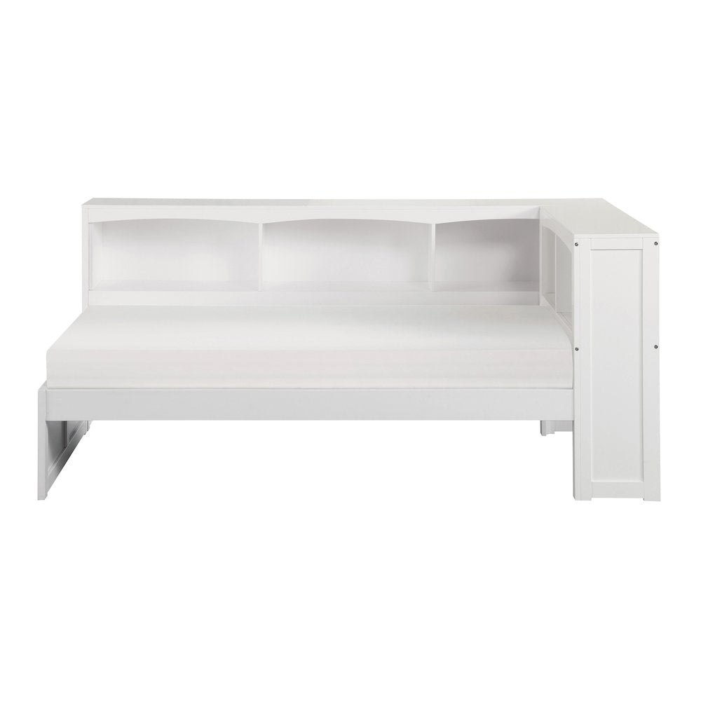 Galen Pine Twin Bookcase Corner Bed in White