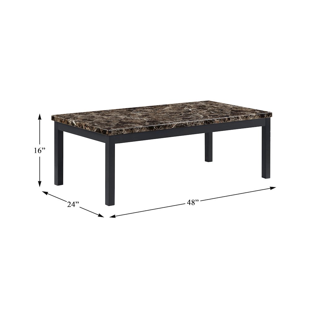 Tempe Metal 3-Piece Occasional Tables with Faux Marble Top in Black