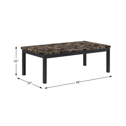 Tempe Metal 3-Piece Occasional Tables with Faux Marble Top in Black