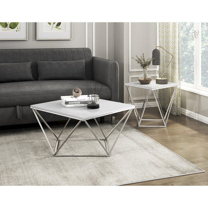 Alfeo Stainless Steel End Table in Silver