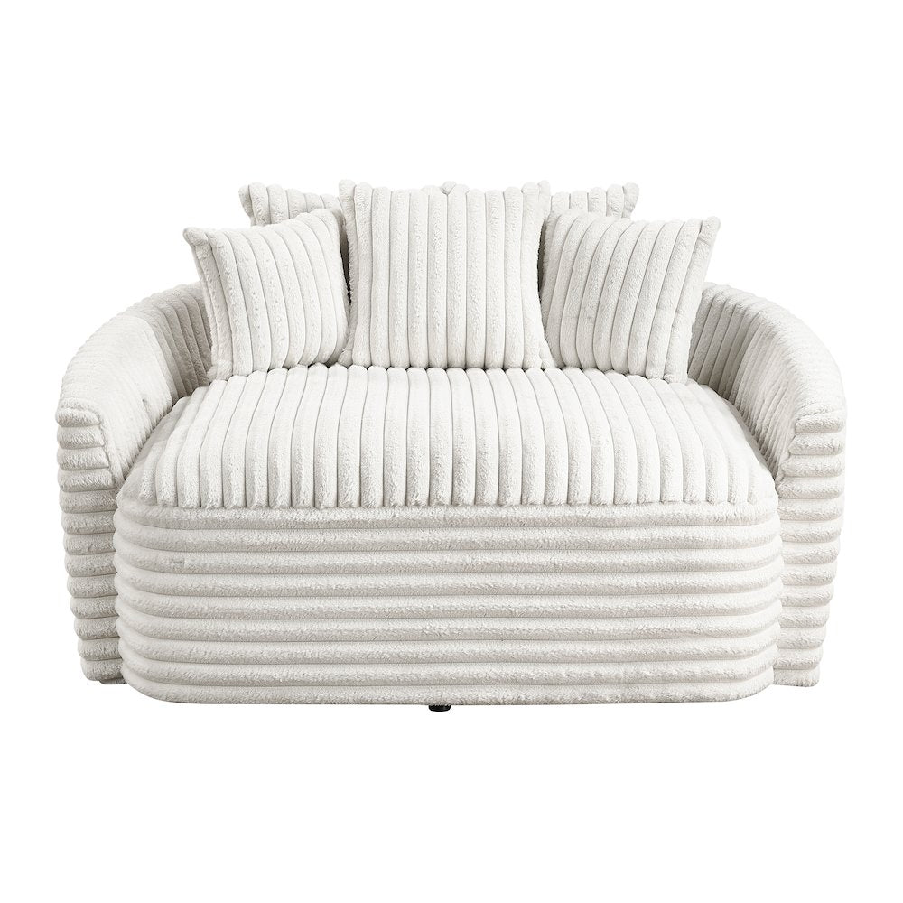 Tomball Corduroy Oversized Chaise Lounge in Beige
