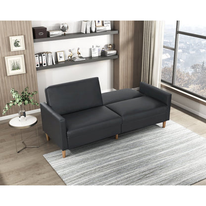 Carlton Faux Leather Elegant Lounger in Black