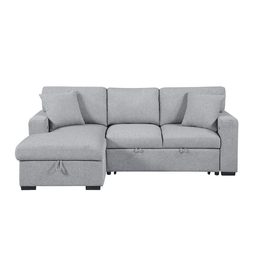 Pompano Boucle Sectional with Left Chaise, Pull-out Bed in Gray