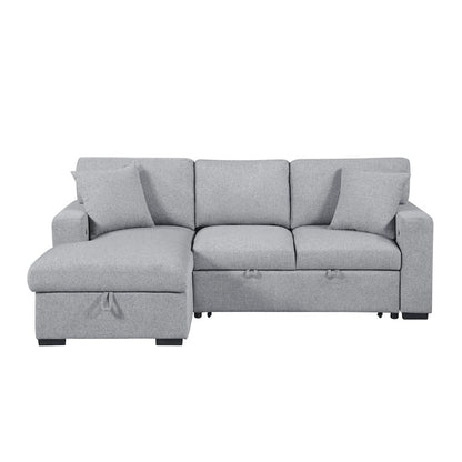 Pompano Boucle Sectional with Left Chaise, Pull-out Bed in Gray