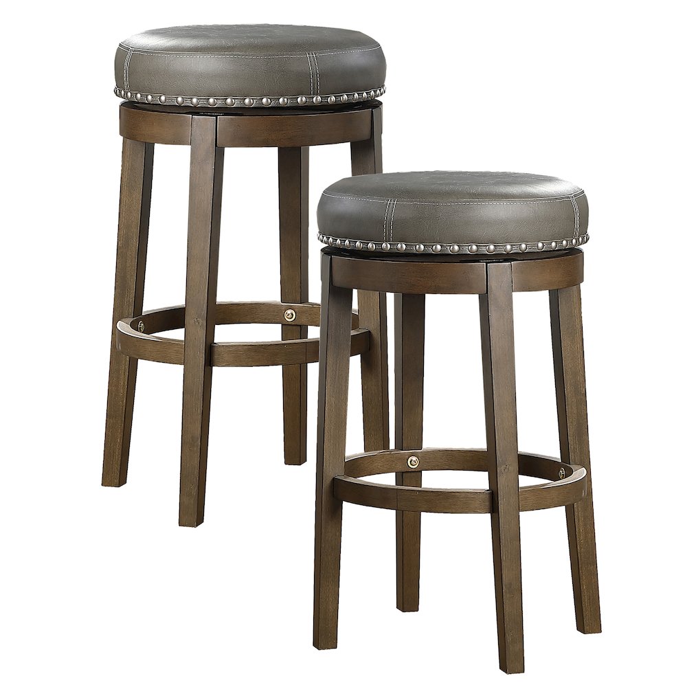 Westby Solid Wood 29" Round Swivel Stool, Set of 2 in Gray