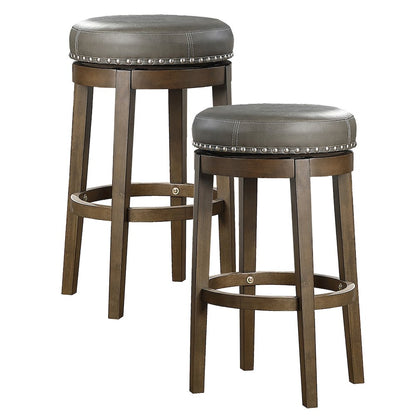Westby Solid Wood 29" Round Swivel Stool, Set of 2 in Gray