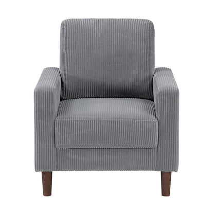 Crandall Corduroy 3pc Set: Sofa, Loveseat, Chair in Gray