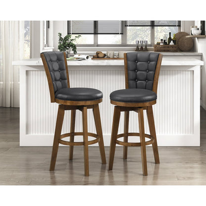 Medford Faux leather Pub Height Swivel Stool, set of 2 in Black
