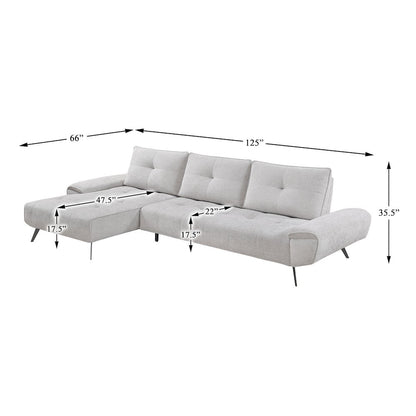 Dominic Chenille 2-Piece Sectional with Left Chaise in Light Gray
